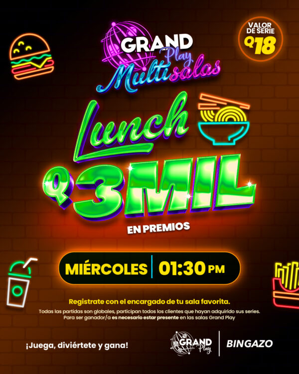 MIÉRCOLES Q3,000 @ 1:30pm
